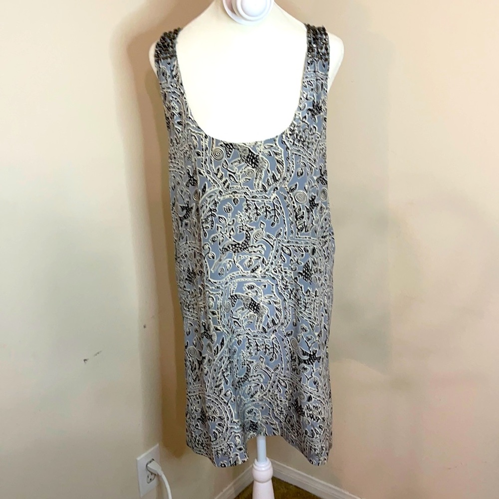 Joie 100% silk gray animal print tank dress  S